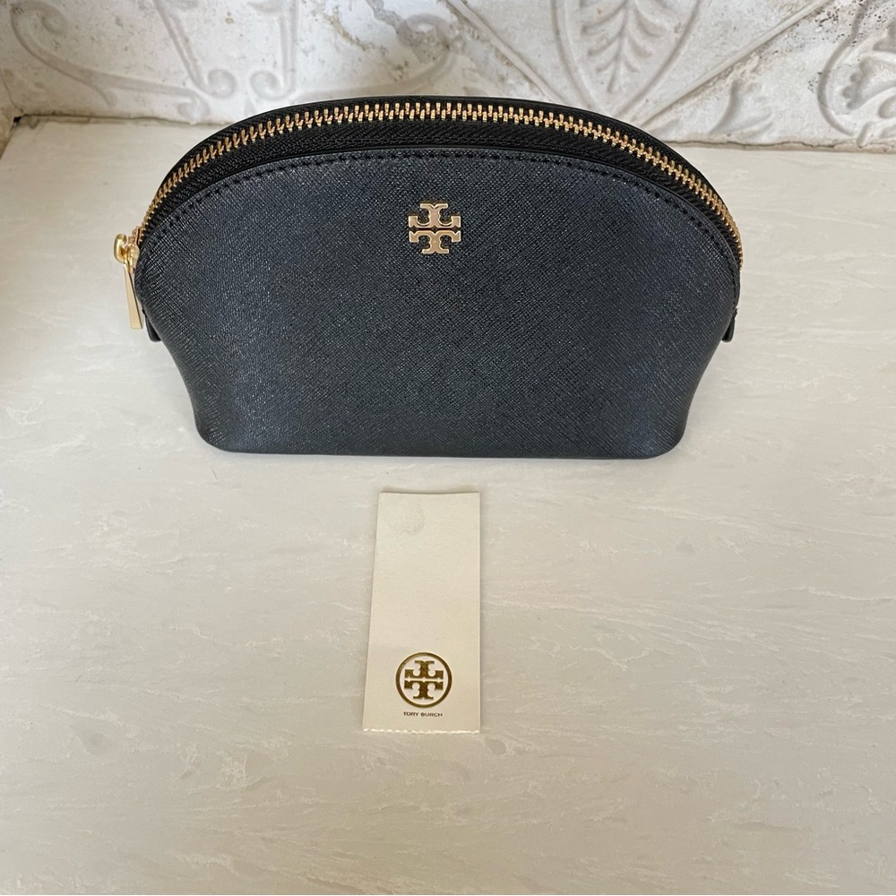 Tory Burch - Robinson Small Makeup Bag- Black - Picture 9 of 14